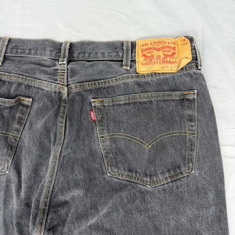 Levi's 501‎ XX Button Fly Black Denim Jeans MEN’S size 40 x 32